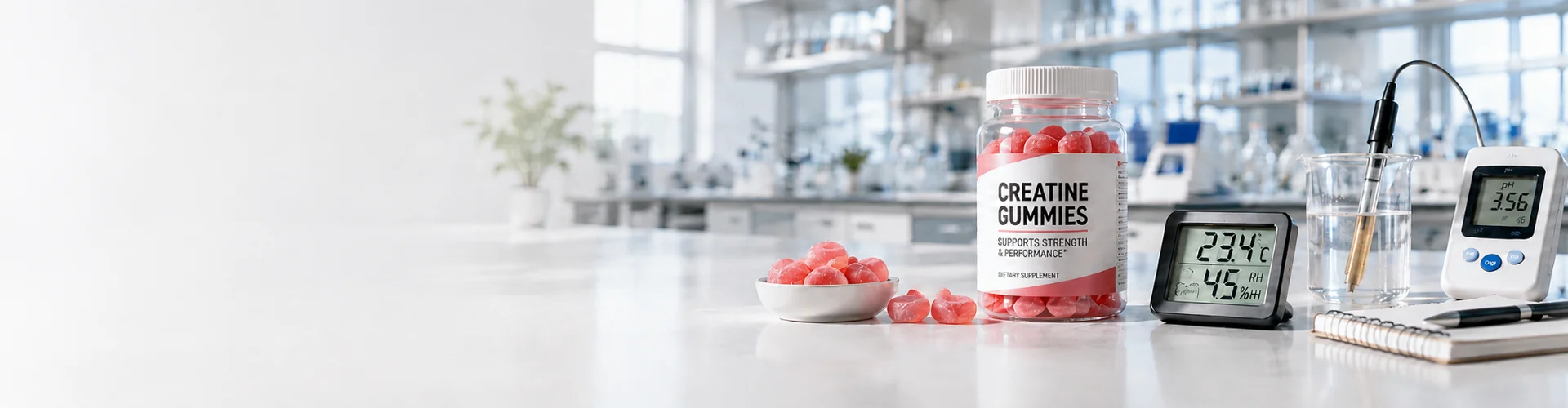 Creatine Gummy Stability: pH, Moisture and Temperature